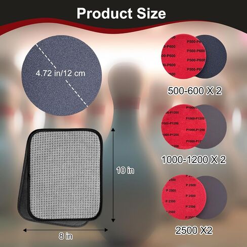6 PCS Bowling Ball Sanding Pads with Premium Bowling Towel, 600/1200/2500 Grit Polishing Cleaning Pads for Pro-Grade Ball Maintenance & Care in Saudi Arabia