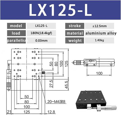 الجدول المنزلق ميكرومتر الجدول X AXIS LX90-R-L-C LX125-C TABLE TABLE LX100/120 لدليل الأسطوانة المتقاطع في مرحلة الإزاحة اليدوية المحور (LX100-L) in Kuwait