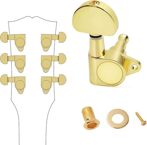 Banworks 3L3R '60S Guitar Tuning Beads مفاتيح 15: 1 آلات مفاتيح توليف السلسلة الجيتار مع 90 درجة التثبيت لعلامة Gibson/Epiphone Les Paul Lp Guitar Acoustic Jt JT/JXQ-05 Golden Half Moon زر in Kuwait