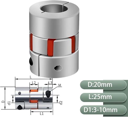 D20L25 Three Jaws Coupler D20 L25 BW Aluminum Plum Flexible Spider Coupling Motor Red Rubber Pad 6 6.35 8 10 Mm 3 5X8 1Pcs(3x3) in Saudi Arabia