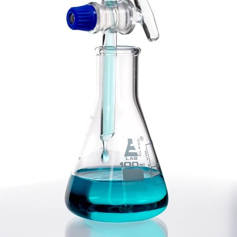 Eisco - Separating Funnel, Squibb Type, 100ml, Graduated - 19/26 Plastic Stopper, Glass Key Stopcock, Borosilicate Glass in Saudi Arabia