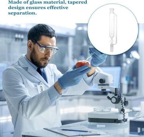 Healifty Glass Separatory Funnel with PTFE Plug Cylindrical Design for Laboratory Use Efficient Liquid Separation of Different Densities Safe to Use in Saudi Arabia