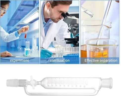 Healifty Glass Separatory Funnel with PTFE Plug Cylindrical Design for Laboratory Use Efficient Liquid Separation of Different Densities Safe to Use in Saudi Arabia