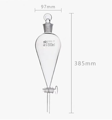 2pcs/Lot Lab 500ml Glass Glass على شكل كمثرى القمع المخروطي مع الأواني الزجاجية المختبر الزجاجية الأرضية in Kuwait