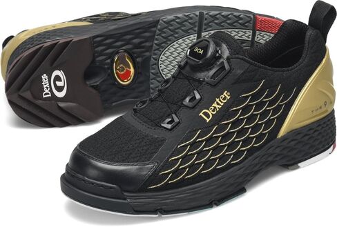 Dexter Mens C9 Knit BOA Bowling Shoes (for Right and Left Handed Bowlers. Men's Shoe Sizing) - Black/Gold 12 in Saudi Arabia