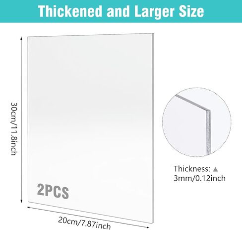 2 Pcs Clear Acrylic Sheets 7.87 X 11.8 Inch, Plexiglass Sheets 1/8" Thick (3mm) Cast Acrylic Sign Board for DIY Display Projects Art Crafts Painting Signs Photo Frames in Saudi Arabia