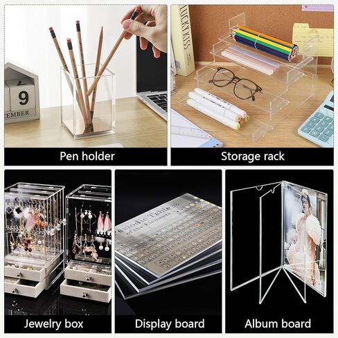 2 Pcs Clear Acrylic Sheets 7.87 X 11.8 Inch, Plexiglass Sheets 1/8" Thick (3mm) Cast Acrylic Sign Board for DIY Display Projects Art Crafts Painting Signs Photo Frames in Saudi Arabia
