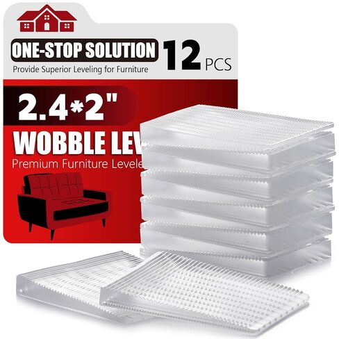 Flexible Plastic Shims 12pcs Kit Size Variety | Clear Leveling Kit for Home Improvement | Furniture Leg Stabilizers | Table & Toilet Shims - Trim-to-Fit Wedges | Stackable Design | Furniture Levelers in Saudi Arabia