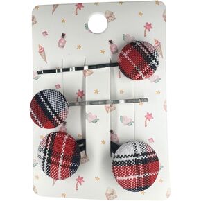 School Uniform Plaid Button Hair Bobby Pin/Double Button Hair Tie/3PC Set/Girls & Women Hair Accessories (Hamilton-P36) in Saudi Arabia