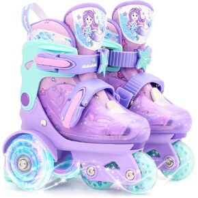 Kids Roller Skates Adjustable Girls Roller Skate with Light Up Wheels Toddler Roller Skates Birthday Girly Gift for Youth Children Beginner Ages 3 4 5 in Saudi Arabia