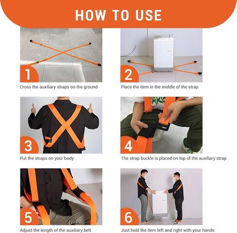 أشرطة متحركة للأثاث لنظام رفع الشخصين-الثقيل ، الدعم القابل للتعديل من 5 إلى 9.5 قدم-دعم الكتف والساعد للأريكة ، المرتبة ، الأجهزة in Kuwait