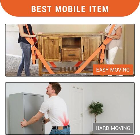 أشرطة متحركة للأثاث لنظام رفع الشخصين-الثقيل ، الدعم القابل للتعديل من 5 إلى 9.5 قدم-دعم الكتف والساعد للأريكة ، المرتبة ، الأجهزة in Kuwait