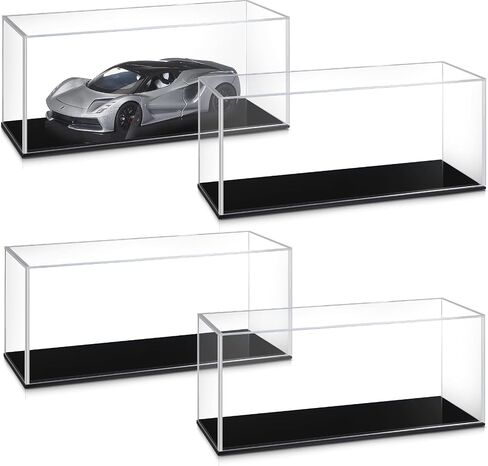 Juexica 2 PCS Clear Acrylic Model Display Case مربعات أكريليك لمركبة عرض السيارة عرض الغبار مع قاعدة سوداء لتذكارات المقتنيات in Kuwait