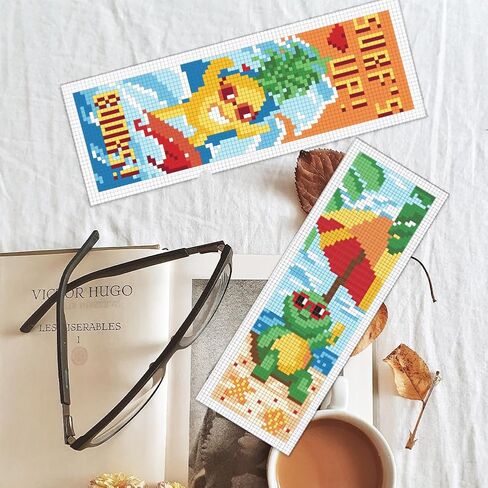 BEUNITONE 6 PCS Cross Stitch Stitch kits للمبتدئين البالغين Starry Sky Pattern DIY Stampered Stembery Longmark Kit مع تعليمات Cross Stitch Kits لمحبي الكتب القارئون هدية 2.4 "x8" in Kuwait
