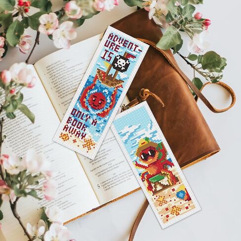 BEUNITONE 6 PCS Cross Stitch Stitch kits للمبتدئين البالغين Starry Sky Pattern DIY Stampered Stembery Longmark Kit مع تعليمات Cross Stitch Kits لمحبي الكتب القارئون هدية 2.4 "x8" in Kuwait