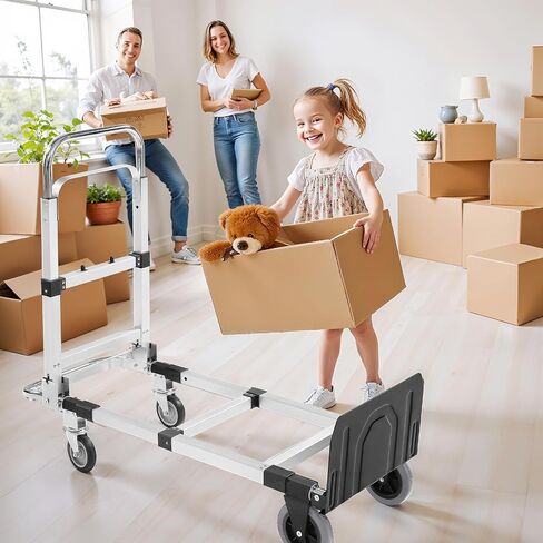 4 في 1 عربة يدوية قابلة للطي من الألومنيوم مع عجلات 600 رطل عربة قابلة للانهيار قابلة للتحويل مع مقبض قابل للسحب لنقلها في مكتب المستودعات المنزلية (الأزرق) in Saudi Arabia