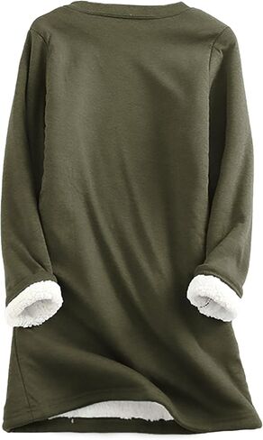 Yeokou Women Warm Sherpa Lined Fleece Crewneck Sport Sweatshirt Pullover Loungewear in Saudi Arabia