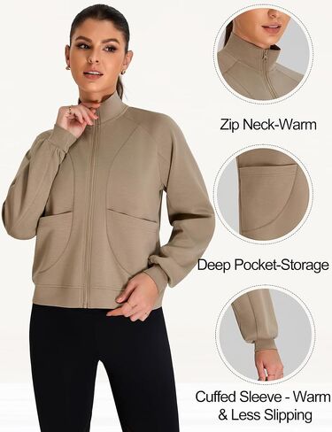 BMJL Womens Sweatshirt Zip Up Hoodie Active Long Sleeve Workout Tops Funnel Neck Gym Clothes Fall Outfits 2025 in Saudi Arabia