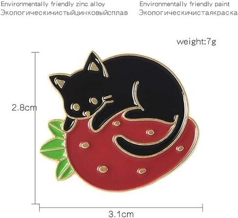 Cute Cat Enamel Brooch Pins Cartoon Cat Strawberry Brooch Pins Badges Lapel Pin for Women Girl Backpacks Clothing Bags Jackets Jewelry in Saudi Arabia
