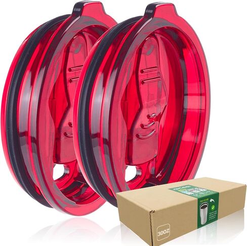 2 Replacement Lids for 20oz Stainless Steel Tumbler Lids-Replaces Only Covers With a Top Diameter of 3.4 inches（Bottom Diameter of 3.23 inches）（RED） in Saudi Arabia