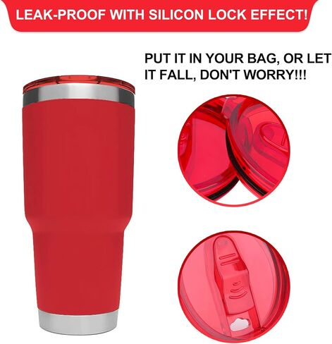 2 Replacement Lids for 20oz Stainless Steel Tumbler Lids-Replaces Only Covers With a Top Diameter of 3.4 inches（Bottom Diameter of 3.23 inches）（RED） in Saudi Arabia