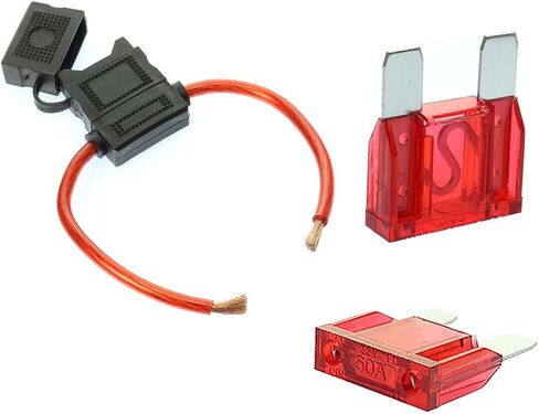 (1) 8 Gauge MAXI Inline Fuse Holder Fuseholder with cover and (2ea 50 Amp Fuses) in Kuwait