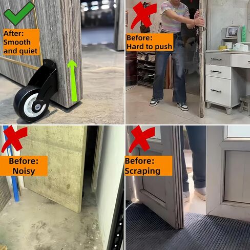 4-Pack 2" Gate Wheels, Anti-Sag Door Bottom Support Wheels, Anti-Friction Casters Repair Dropping Wooden Doors, Vertical Mount & Furniture fix Rollers (Smooth Sliding) in Saudi Arabia