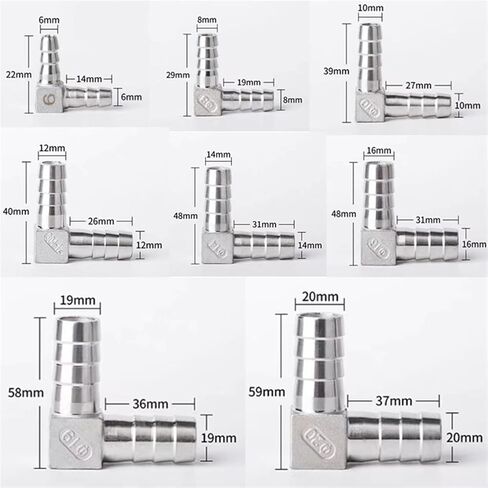 1pcs 6 8 10 12 16 20 32mm t type tye tee 304 Felet Barb Pipe Fitting 2 3 4-Way Water Gas Hose Adapter (Y Type ، 6mm) in Kuwait