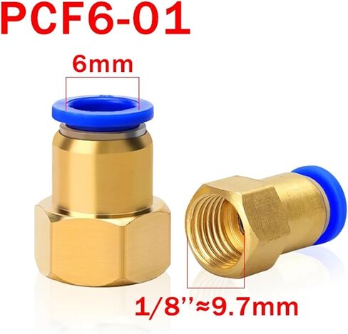 50PCS Pneumatic Quick Connector Air Fitting PCF For 4 6 8 10 12mm Hose Tube Pipe To 1/8" 3/8" 1/2" 1/4" Female Thread Brass(PCF6-01 (OD6mm-1I8)) in Saudi Arabia