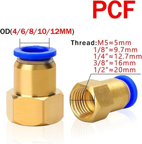 50pcs هواء موصل سريع هواء موصل PCF ل 4 6 8 10 12 مم أنبوب أنبوب خرطوم إلى 1/8 "3/8" 1/2 "1/4" in Kuwait