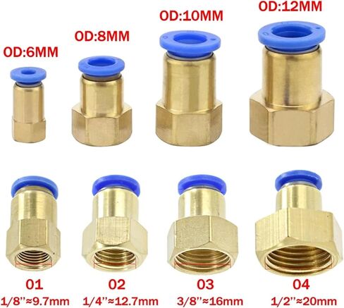 50pcs هواء موصل سريع هواء موصل PCF ل 4 6 8 10 12 مم أنبوب أنبوب خرطوم إلى 1/8 "3/8" 1/2 "1/4" in Kuwait