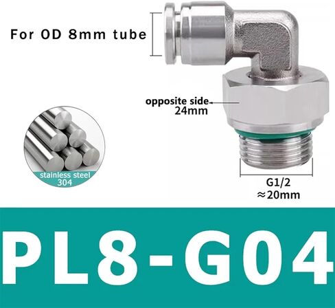 10pcs pl g thread 304 مفصلي من الفولاذ المقاوم للصدأ الهوائي السريع المرفق المرفق الذكور 1/8 "1/4" 3/8 "1/2" اقتران سريع (PL8-G04) in Kuwait