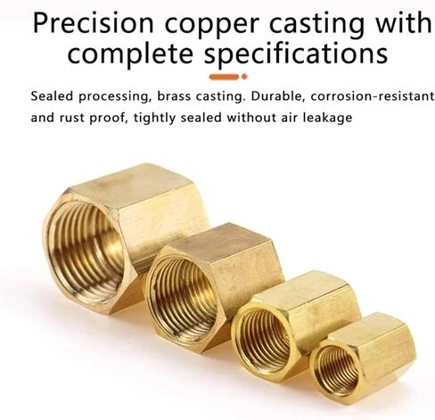 10pcs thread thread brass pipe mettings hex nut rod connector 1/8 "1/4" 3/8 "1/2" 3/4 "اقتران لغاز وقود الماء (01-02) in Kuwait