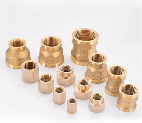 10pcs thread thread brass pipe mettings hex nut rod connector 1/8 "1/4" 3/8 "1/2" 3/4 "اقتران لغاز وقود الماء (01-02) in Kuwait