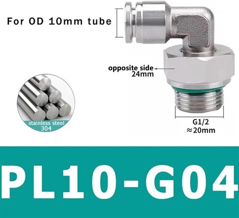 10pcs pl g thread 304 مفصلي من الفولاذ المقاوم للصدأ الهوائي السريع المرفق المرفق الذكور 1/8 "1/4" 3/8 "1/2" اقتران سريع (PL8-G04) in Kuwait