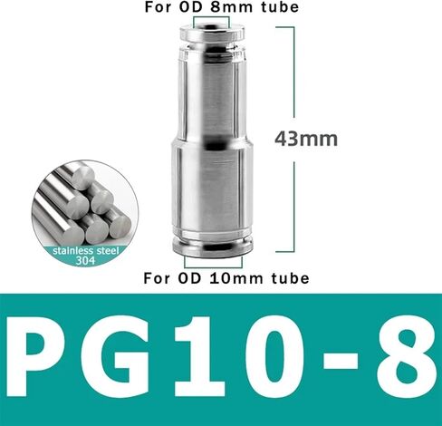 10pcs pu pg pnumatic Fitting 304 Stainless Steel 4mm 6mm 8mm 10mm 12mm 14mm 16mm diameter Quick Consival relector trachea (pg12-8) in Kuwait