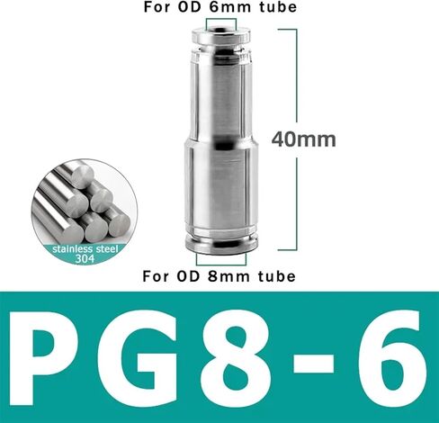 10pcs pu pg pnumatic Fitting 304 Stainless Steel 4mm 6mm 8mm 10mm 12mm 14mm 16mm diameter Quick Consival relector trachea (pg12-8) in Kuwait