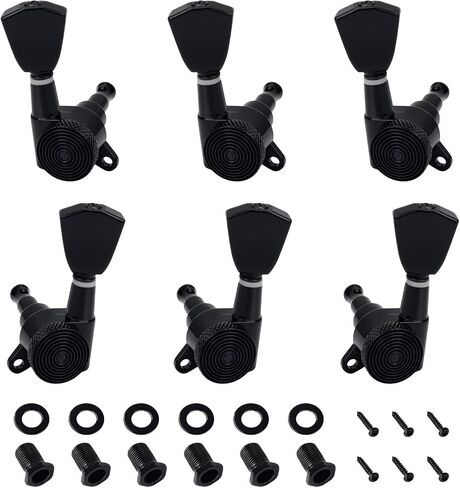 Banworks 3L3R Guitar Locking Tuning Pegs 16:1 Ratio Sealed Guitar String Tuning Keys Machines 45 Degree Fixing Tag for Les Paul LP SG Electric Acoustic Guitar 6Pcs JT/ZSJXQ-03 Black Fishtail Button in Saudi Arabia