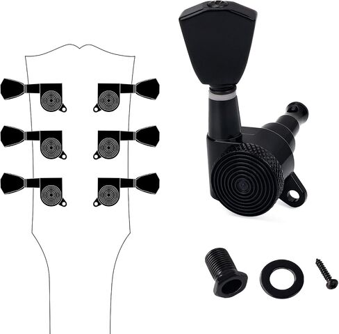Banworks 3L3R Guitar Locking Tuning Pegs 16:1 Ratio Sealed Guitar String Tuning Keys Machines 45 Degree Fixing Tag for Les Paul LP SG Electric Acoustic Guitar 6Pcs JT/ZSJXQ-03 Black Fishtail Button in Saudi Arabia