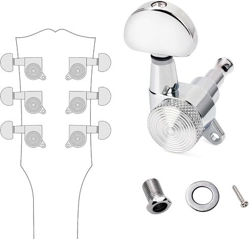 Banworks 3L3R Guitar قفل الأوتاد الأوتاد 16: 1 نسبة مختومة السلسلة الغيتار مفاتيح ضبط مفاتيح 45 درجة التثبيت ل Les Paul LP SG الغيتار الصوتية الكهربائية 6PCS JT/ZSJXQ-03 زر السمك الأسود الأسود in Kuwait