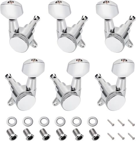 Banworks 3L3R Guitar Locking Tuning Pegs 18:1 Ratio Sealed Guitar String Tuning Keys Machines 3x3 with 45 Degree Fixing Tag for Les Paul LP SG Electric or Acoustic Guitar Pack of 6 JT/ZSJXQ-04 Chrome in Saudi Arabia