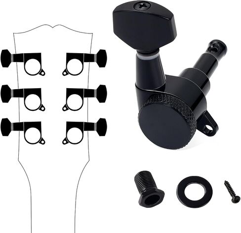 Banworks 3L3R Guitar Locking Tuning Pegs 18:1 Ratio Sealed Guitar String Tuning Keys Machines 3x3 with 45 Degree Fixing Tag for Les Paul LP SG Electric or Acoustic Guitar Pack of 6 JT/ZSJXQ-04 Chrome in Saudi Arabia
