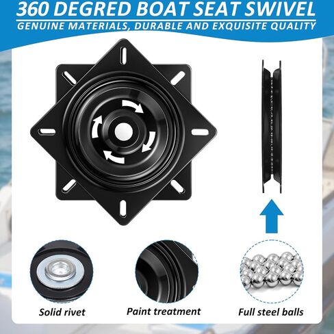 2 Pcs Boat Seat Swivel Base Swivel Plate Replacement Square 360-degree Flat Seat Mount Bracket Mechanism Flat Base for Recliner Chair Furniture Bar Stool Boat Accessories Black in Saudi Arabia