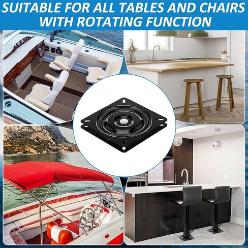 2 Pcs Boat Seat Swivel Base Swivel Plate Replacement Square 360-degree Flat Seat Mount Bracket Mechanism Flat Base for Recliner Chair Furniture Bar Stool Boat Accessories Black in Saudi Arabia