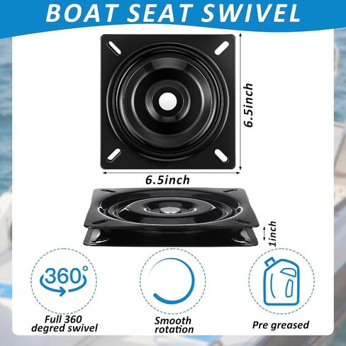2 Pcs Boat Seat Swivel Base Swivel Plate Replacement Square 360-degree Flat Seat Mount Bracket Mechanism Flat Base for Recliner Chair Furniture Bar Stool Boat Accessories Black in Saudi Arabia