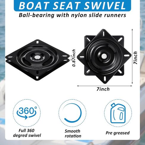 7 Inch Boat Seat Swivel Base Adjustable Boat Seat Pedestal 11.34-17.24 Inches 360-degree Replacement Square Swivel Plate Mechanism for Recliner Chair Furniture Bar Stool Fishing Enthusiasts in Saudi Arabia