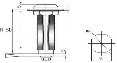 MS705-50 قفل أسطوانة الفولاذ المقاوم للصدأ قفل المثلث المثلث 1pcs (قفل أربعة زاوية) in Kuwait