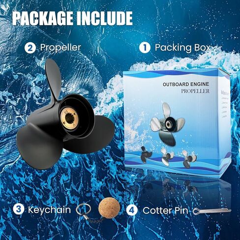 Upgrade OEM Aluminum Boat Outboard Propeller for Mercury Engines 10x17 11 3/8x12 10 1/2x13 30HP 35HP 40HP 45HP 50HP 55HP 60HP 70HP,13 Spline Tooth,RH in Kuwait