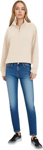 Womens Sweatshirts Half Zip Pullover Drawstring Waist Sweaters Quarter Zipper Hoodies 2025 Fall Fashion Clothes in Kuwait