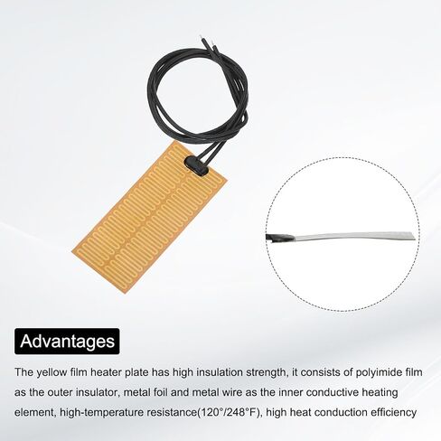 MECCANIXITY 6pcs Heater Film Heating Plate, 15W 24V Polyimide Heat Pad Adhesive PI Heater Elements Film 94mmx40mm Heater Strip for Constant Temperature in Saudi Arabia